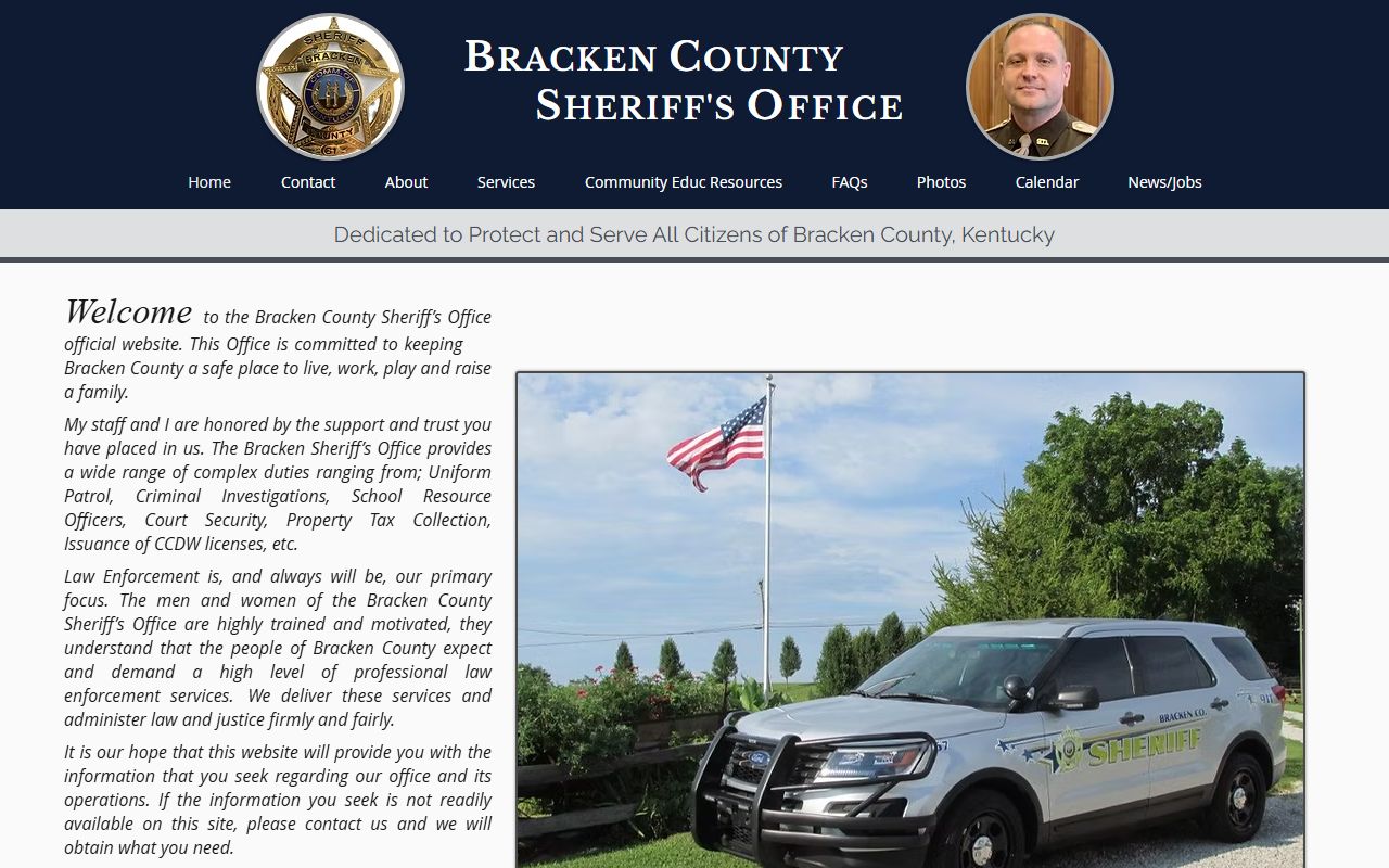 Bracken County Sheriff inmate records contact page