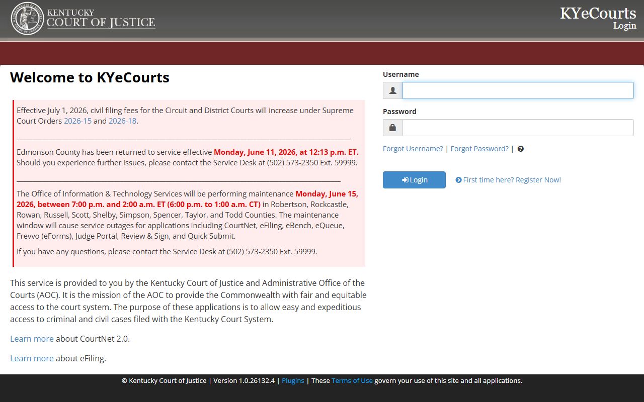 Bracken County court records after arrest CourtNet search screen